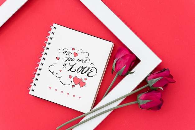 Download Spiral notebook mockup with valentine concept | Free PSD File PSD Mockup Templates