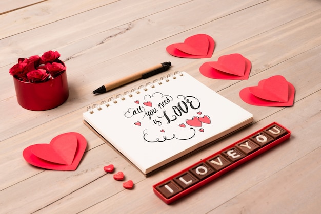 Download Spiral notebook mockup with valentine concept PSD file ... PSD Mockup Templates