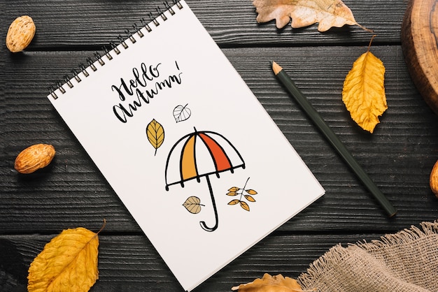 Download Spiral notepad mockup with halloween concept | Free PSD File