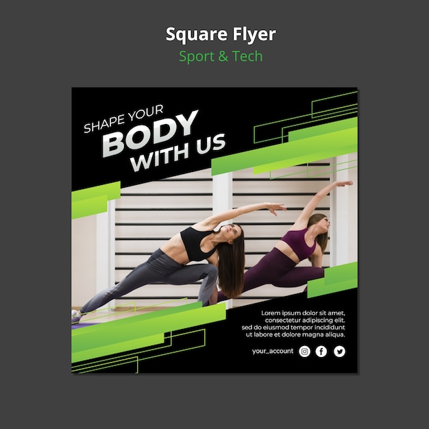 Download Sport & tech concept square flyer mock-up | Free PSD File