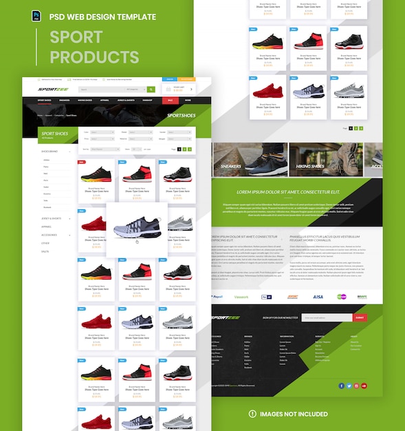 Download Premium Psd Sporty Products Ecommerce Website Category Page Psd Template PSD Mockup Templates