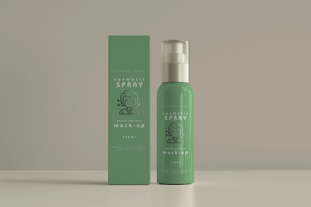 Download Free Psd Spray Bottle With Box Mockup