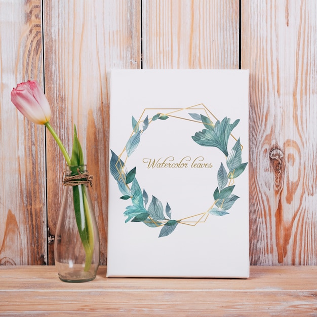 Download Free PSD | Spring canvas mockup with decorative beautiful tulip