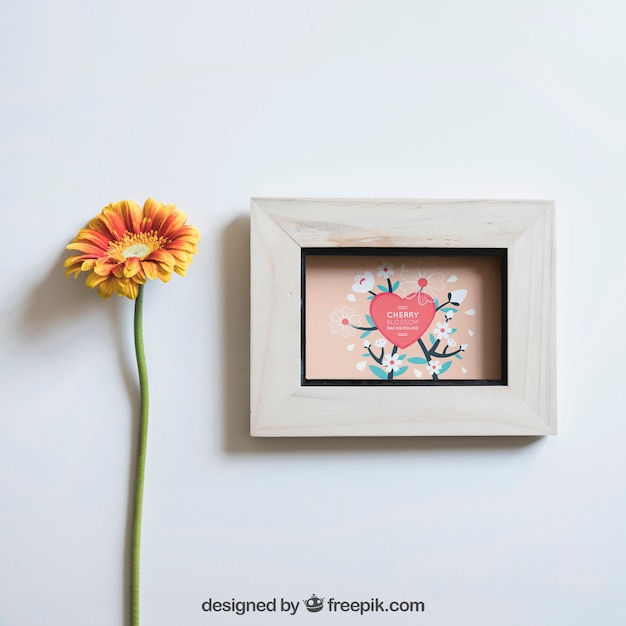 Download Spring Mockup With Frame And Flower Psd Template Free Mockup Logo PSD Mockup Templates