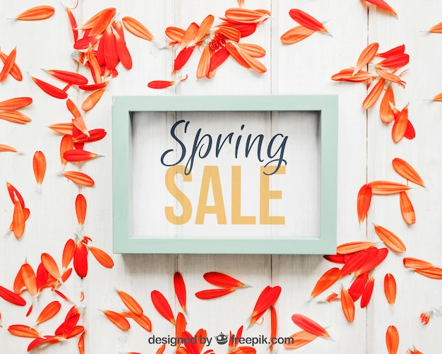 Download Spring Mockup With Frame And Petals Psd Template Best Free Quality Mockups Psd Files PSD Mockup Templates