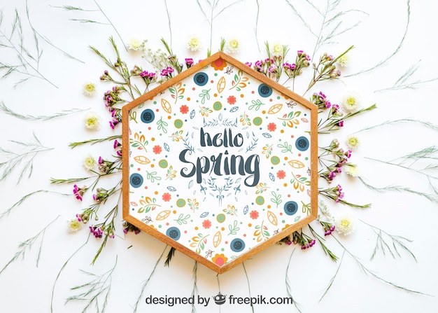 Download Spring mockup with hexagonal frame | Free PSD File