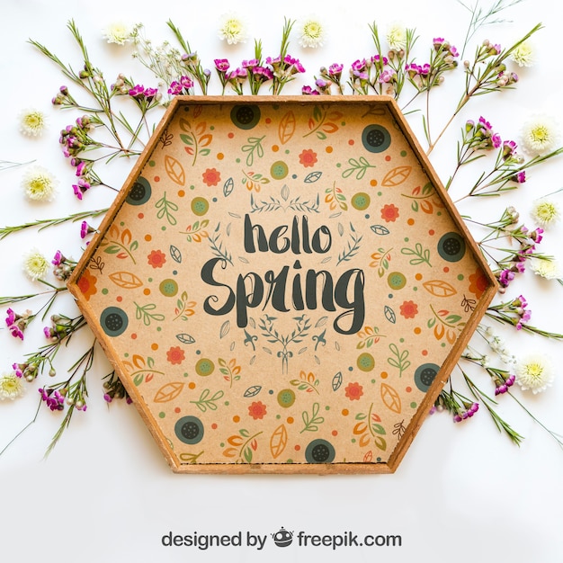 Download Spring mockup with hexagonal frame | Free PSD File