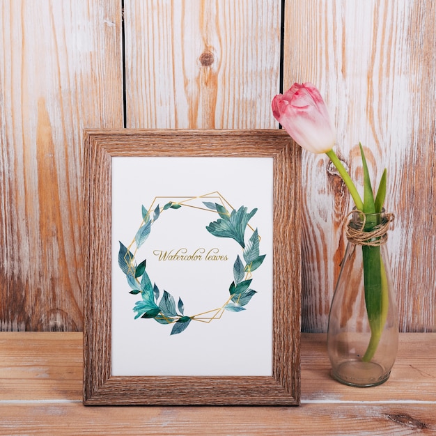 Download Spring mockup with wooden frame PSD file | Free Download