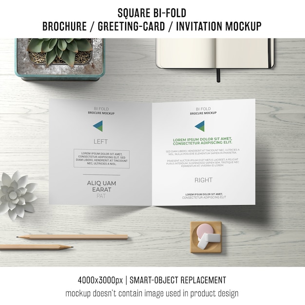 Download Square bi-fold brochure or greeting card mockup from above ...