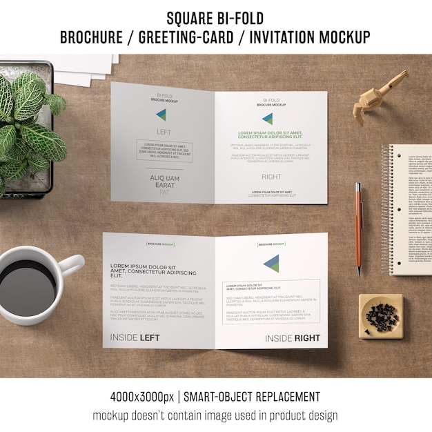 Download Square bi-fold brochure or greeting card mockup of two PSD ...