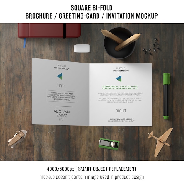 Download Square bi-fold brochure or greeting card mockup with ...