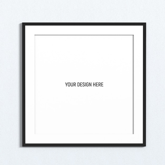 Download Premium PSD | Square black frame mockup on white texture wall