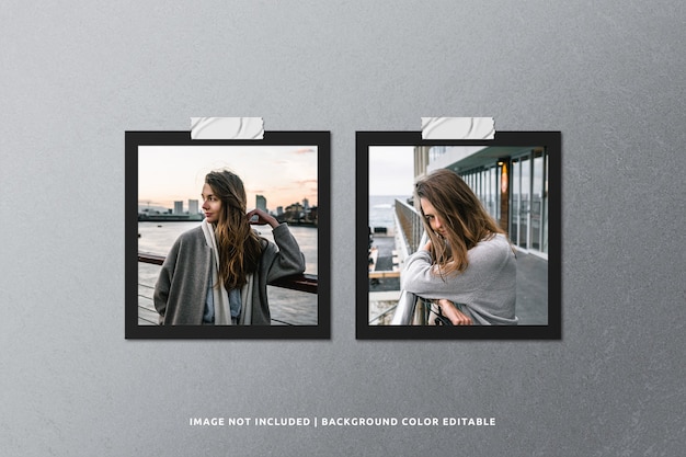 Premium PSD | Square black paper photo frame mockup