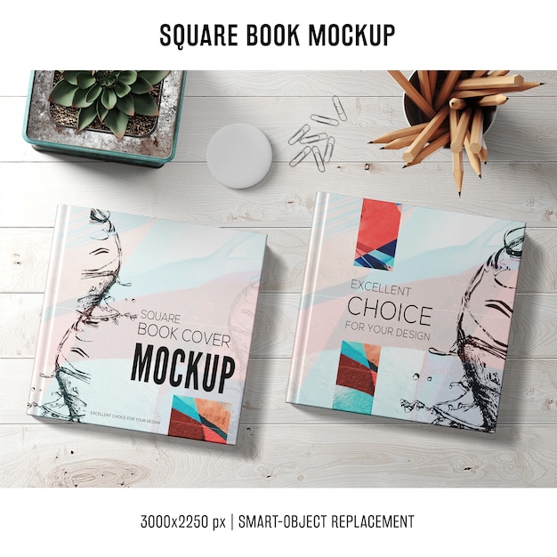 Download Square book mockup | Free PSD File PSD Mockup Templates