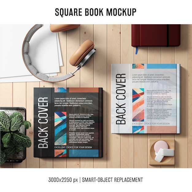 Download Square book mockup PSD file | Free Download