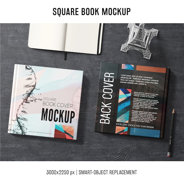 Download Free PSD | Square book mockup