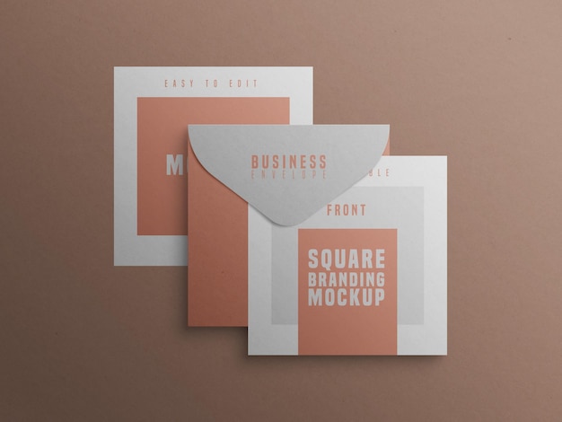 Download Free Psd Square Branding Mockup With Business Card And Envelop