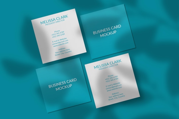 Square business card mockup with shadow overlay