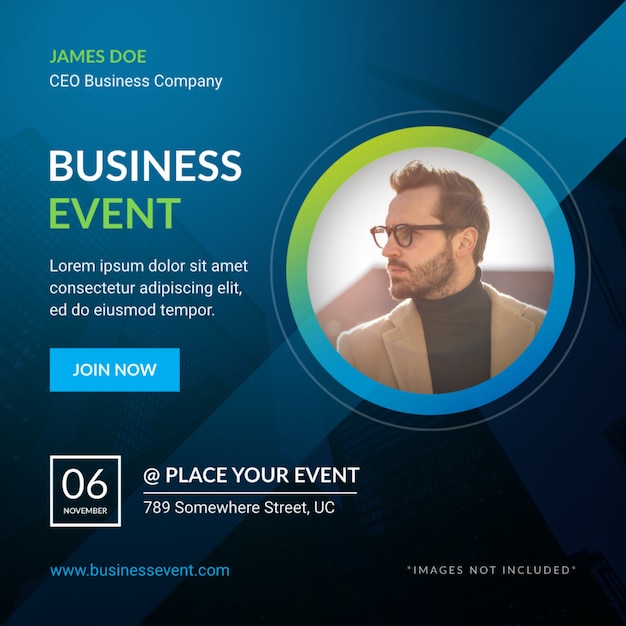 Square business event banner and flyer design Premium Psd