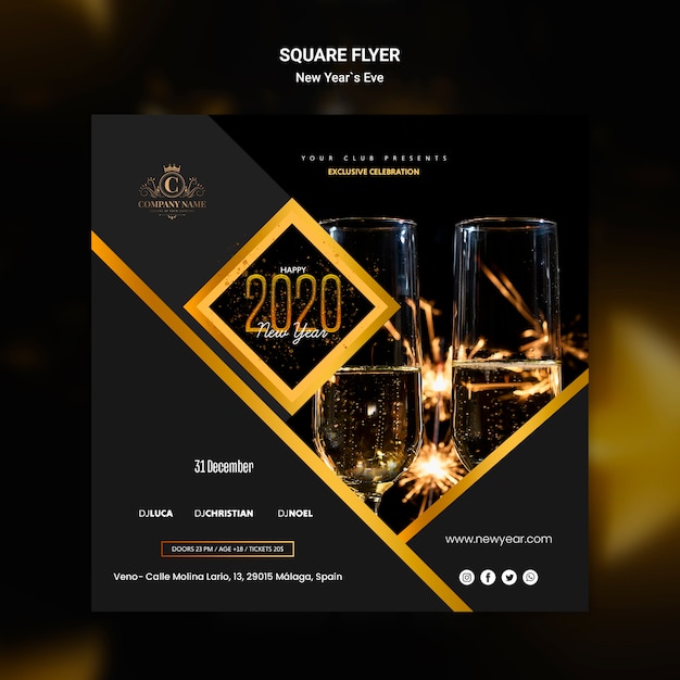 Download Free Psd Square Flyer Design For New Year Eve Template PSD Mockup Templates