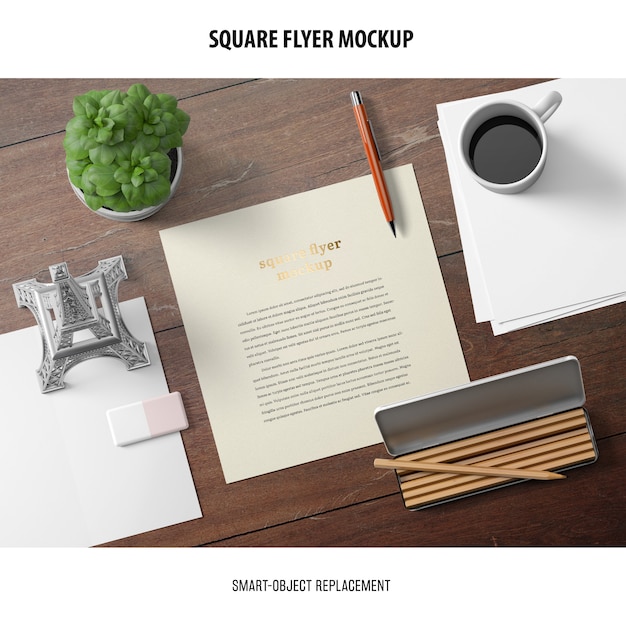 Download Free PSD | Square flyer mockup