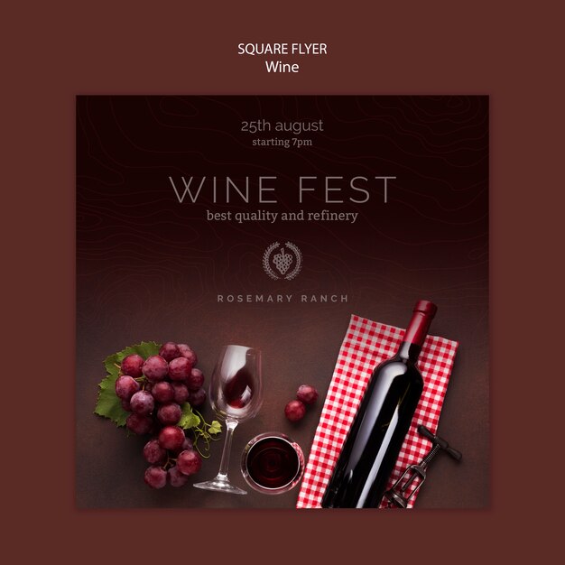 Free PSD | Square flyer template for wine tasting