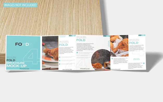 Premium PSD | Square four-fold brochure mockup on marble