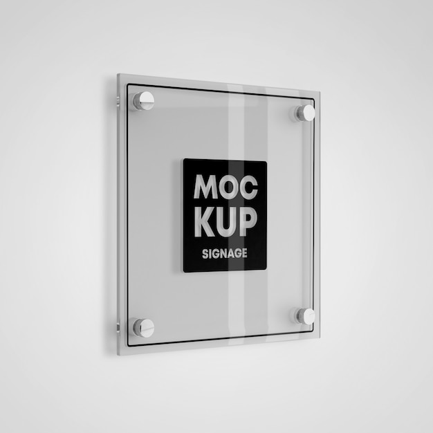 Download Premium PSD | Square glass signage logo mockup