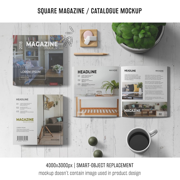 Download Square magazine or catalogue mockup concept | Free PSD File