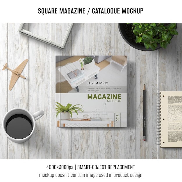 Download Square magazine or catalogue mockup with coffee PSD file ...
