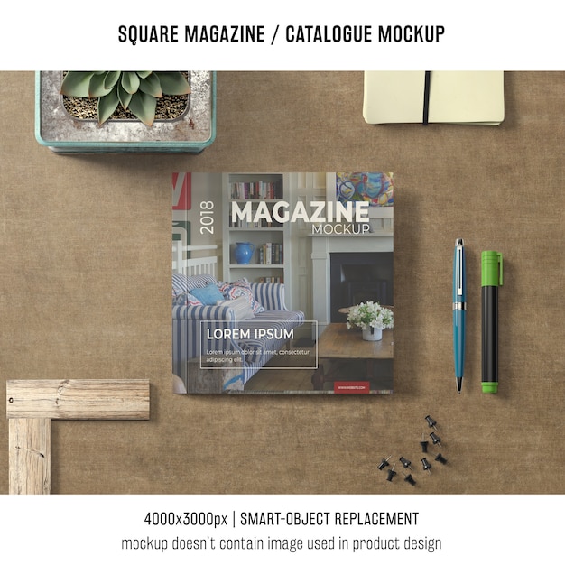 Download Square magazine or catalogue mockup with decoration | Free ...