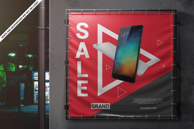 Download Square outdoor wall banner mockup | Premium PSD File