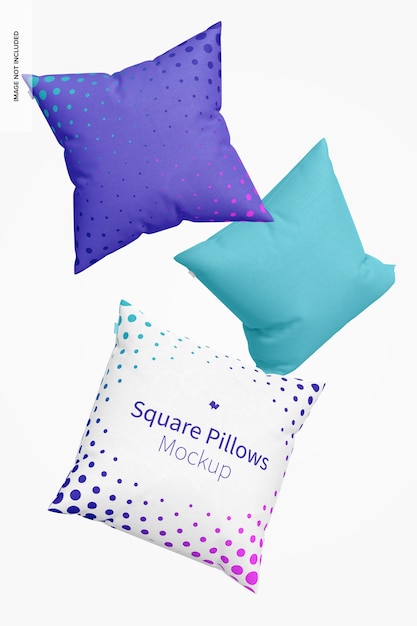 Free PSD | Square pillows mockup, floating