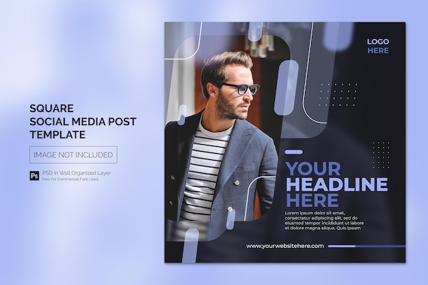  Square social media instagram post or web banner template with headline design concept