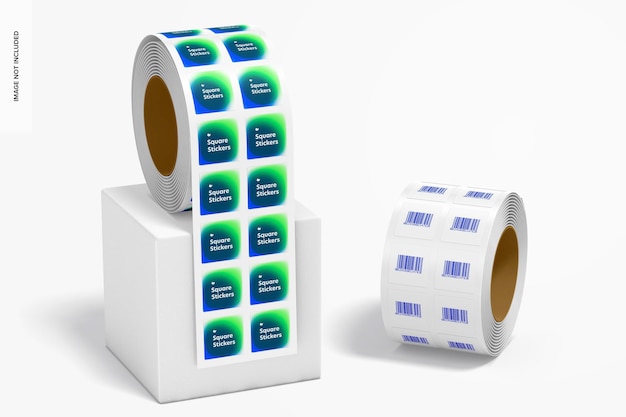 Download Free Psd Square Stickers Rolls Mockup