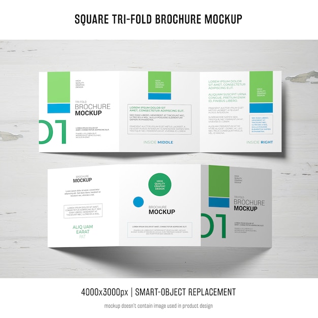 Free tri fold square psd mockup Idea