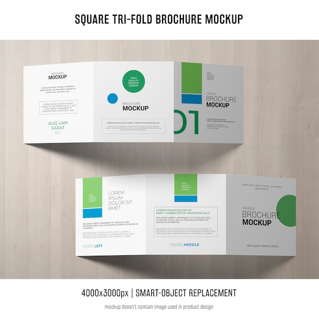 Download Free Psd Square Tri Fold Brochure Mockup PSD Mockup Templates