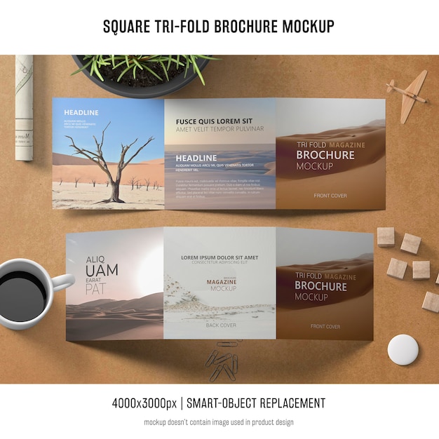 Download Square tri-fold brochure mockup PSD file | Free Download