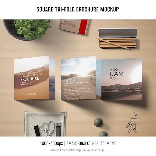 Free square tri fold brochure mockup information
