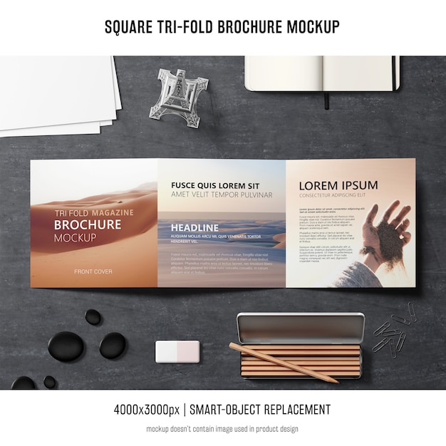 Download Square tri-fold brochure mockup PSD file | Free Download