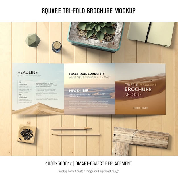 Download Square tri-fold brochure mockup | Free PSD File