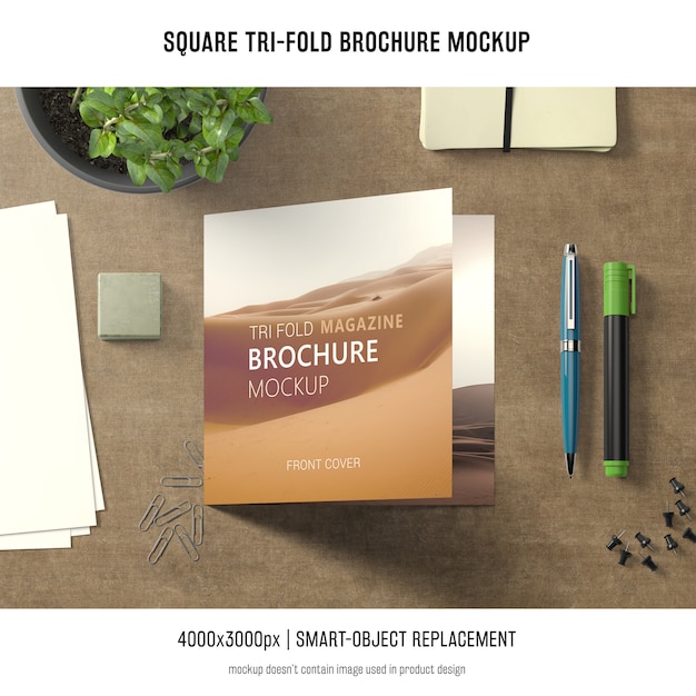 Download Square tri-fold brochure mockup | Free PSD File