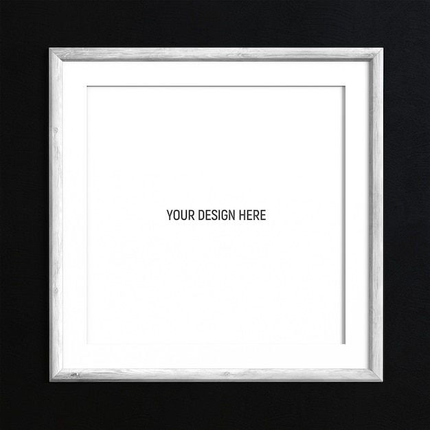 Download Premium PSD | Square white painted wood frame mockup on black textured wall