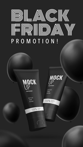 Download Premium PSD | Squeeze tube advertising black friday mockup