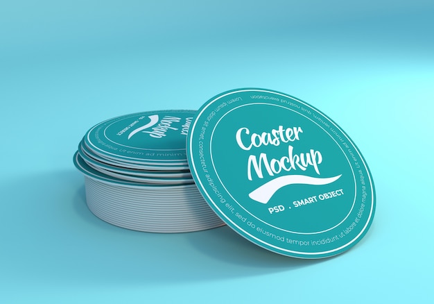 Download Premium PSD | Stack table coaster mockup