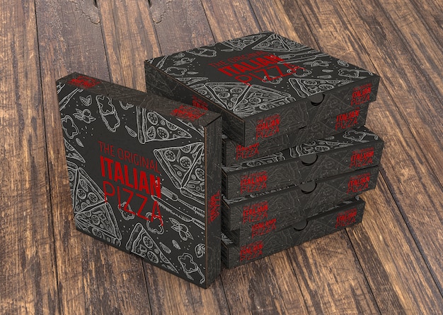 Free PSD | Stacked pizza boxes mockup