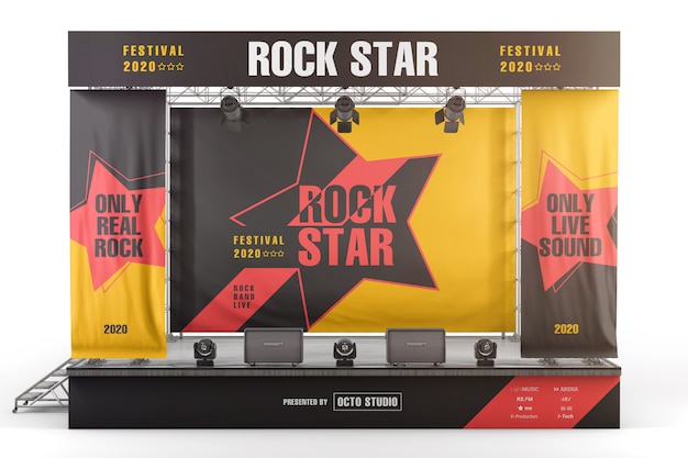 Download Premium Psd Stage Advertising Boards And Banners Front View Mockup