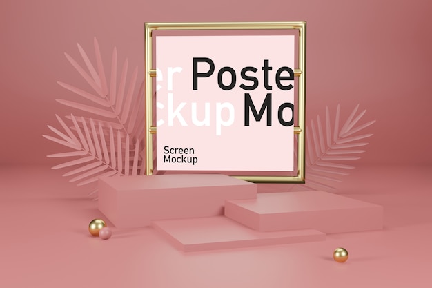 Premium PSD | Stage mockup display with poster mockup