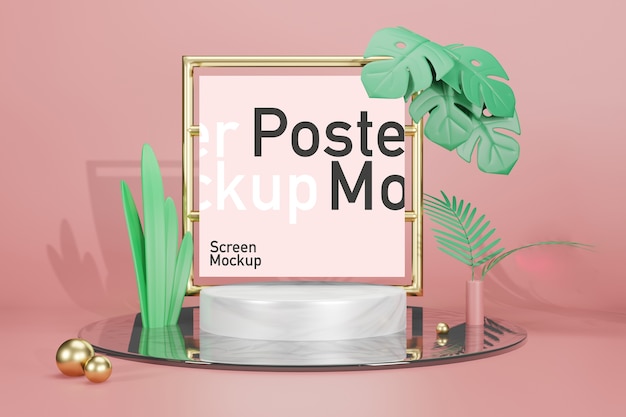 Download Premium PSD | Stage mockup display with poster mockup
