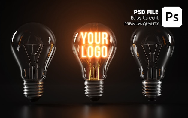 Download Premium PSD | Standout glowing bulb logo mockup